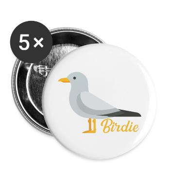 Birdie - Lot de 5 petits badges (25 mm) - blanc - Devant