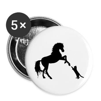 Horse and cat - Buttons small 1''/25 mm (5-pack) - white - Front