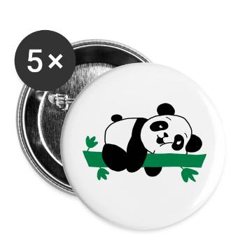 Luie panda - Buttons klein 25 mm (5-pack) - wit - Voor
