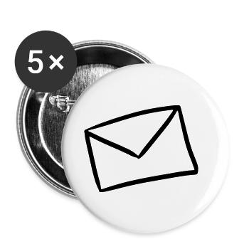 Brief Symbol Nachricht letter message Sendung - Buttons klein 25 mm (5er Pack) - Weiß - Vorne