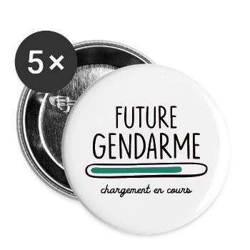 future gendarme chargement en cours - Lot de 5 petits badges (25 mm) - blanc - Devant