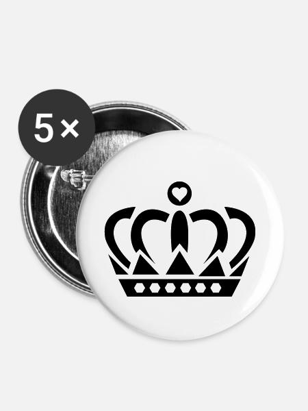 crown heart - Buttons klein 25 mm (5er Pack) - Weiß