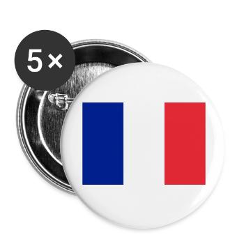 Drapeau France - Lot de 5 petits badges (25 mm) - blanc - Devant