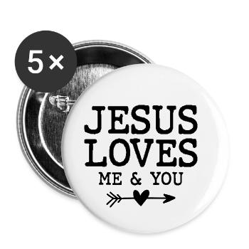 Jesus loves you - Buttons small 1''/25 mm (5-pack) - white - Front
