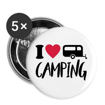 I Love Camping Campen Zelten - Buttons klein 25 mm (5er Pack) - Weiß - Vorne