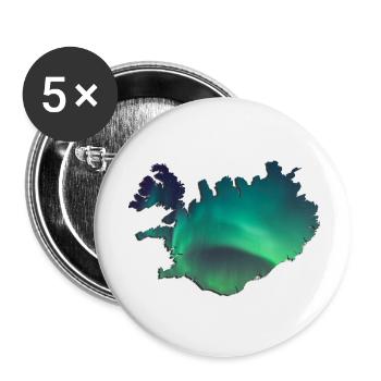 Iceland Iceland Northern Lights Topography Design - Buttons small 1''/25 mm (5-pack) - white - Front