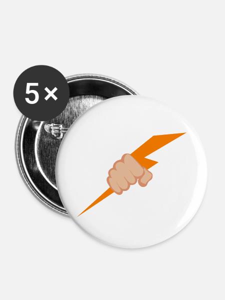 Hand Lightning - Buttons klein 25 mm (5er Pack) - Weiß
