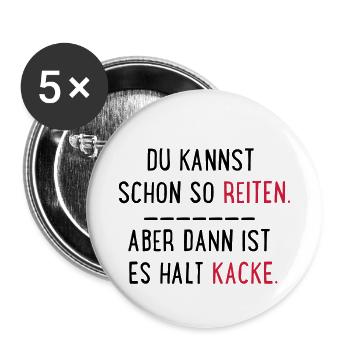 kacke reiten - Buttons klein 25 mm (5er Pack) - Weiß - Vorne