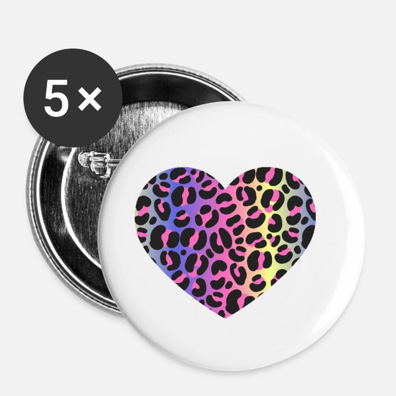 Animal Print leopard Raubkatze retro neon Spruch - Buttons klein 25 mm (5er Pack) - Weiß