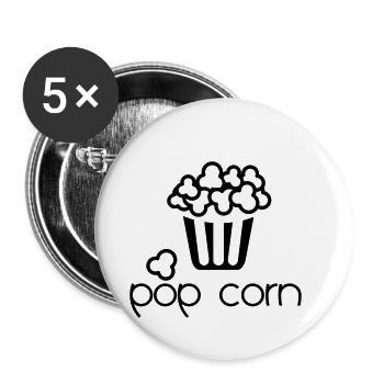 pop corn - Lot de 5 petits badges (25 mm) - blanc - Devant