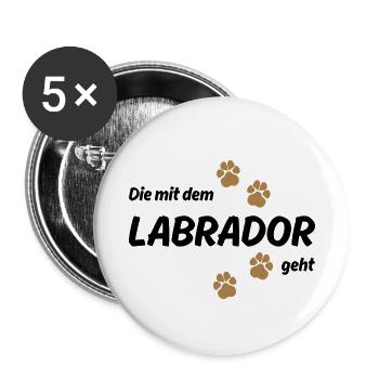 Die mit dem Labrador geht - Hundepfoten - Buttons klein 25 mm (5er Pack) - Weiß - Vorne