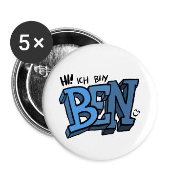 Ben - Buttons klein 25 mm (5er Pack) - Weiß - Vorne
