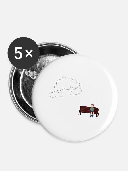 Musing auf einer Bank - Buttons klein 25 mm (5er Pack) - Weiß
