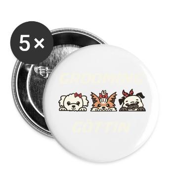 Dames Grooming motif de déesse pour chien coiffeur, chien - Lot de 5 petits badges (25 mm) - blanc - Devant