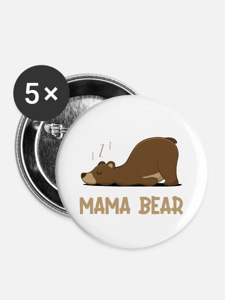 Mama Bear - Buttons klein 25 mm (5er Pack) - Weiß