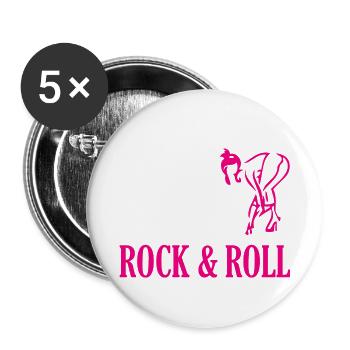 Rock Musik Rock and Roll - Lot de 5 petits badges (25 mm) - blanc - Devant