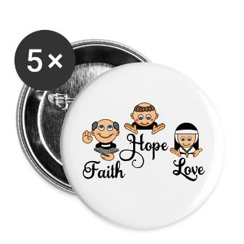 La foi espère l’amour avec la nonne, le moine et le prêtre - Lot de 5 petits badges (25 mm) - blanc - Devant