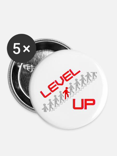 Level up - Buttons klein 25 mm (5er Pack) - Weiß