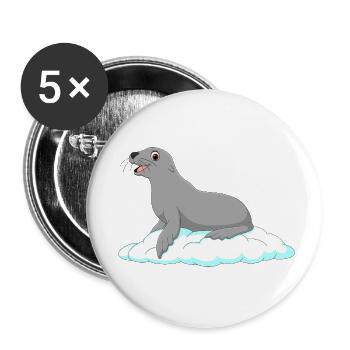 Seal laughing seal lake dog ice floe polar - Buttons small 1''/25 mm (5-pack) - white - Front