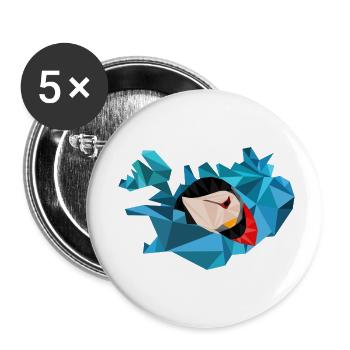 Iceland map - Puffin - map - geometric - Buttons small 1''/25 mm (5-pack) - white - Front