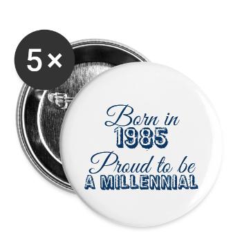 Geboren 1985 stolz darauf, ein Millennial zu sein - Buttons klein 25 mm (5er Pack) - Weiß - Vorne