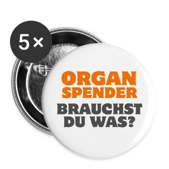 Organspender. Brauchst Du was? Herz Niere Satire - Buttons klein 25 mm (5er Pack) - Weiß - Vorne