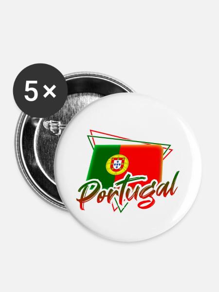 Portugal - Buttons klein 25 mm (5er Pack) - Weiß