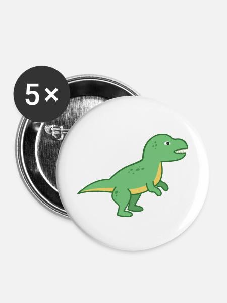 Tyrannosaurus - Buttons klein 25 mm (5er Pack) - Weiß
