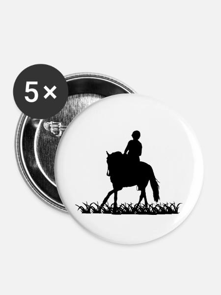 Pferd - Buttons klein 25 mm (5er Pack) - Weiß