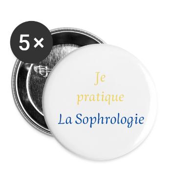 Je pratique La sophrologie - Lot de 5 petits badges (25 mm) - blanc - Devant