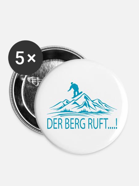 Snowboard Snowboarder - Buttons klein 25 mm (5er Pack) - Weiß