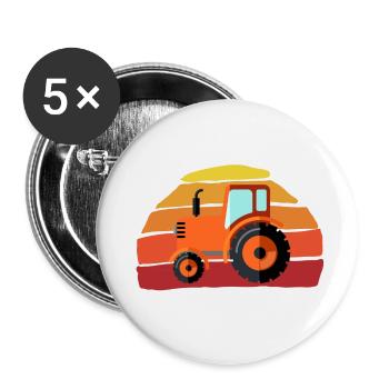 Tracteur - Lot de 5 petits badges (25 mm) - blanc - Devant