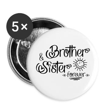 Frère et sœur - Lot de 5 petits badges (25 mm) - blanc - Devant