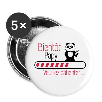 Bientôt papy - Futur Papi - Lot de 5 petits badges (25 mm) - blanc - Devant