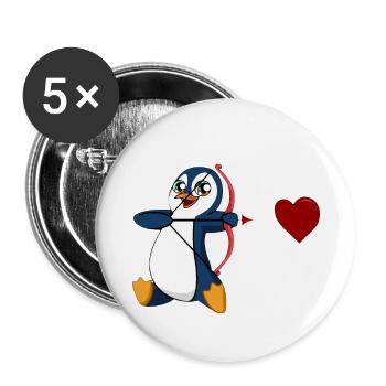 penguin valentine's day emperor penguin king penguin - Buttons small 1''/25 mm (5-pack) - white - Front