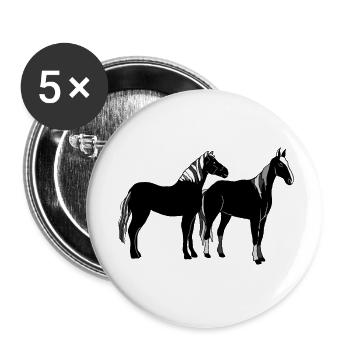 Horses - Buttons small 1''/25 mm (5-pack) - white - Front