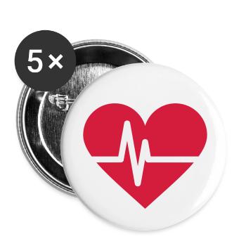 Heartbeat Herz Herzschlag - Buttons klein 25 mm (5er Pack) - Weiß - Vorne