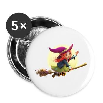 Die kleine Hexe Elfriede - Buttons klein 25 mm (5er Pack) - Weiß - Vorne