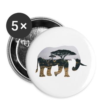 Elefant Savanne Silhouette - Buttons klein 25 mm (5er Pack) - Weiß - Vorne