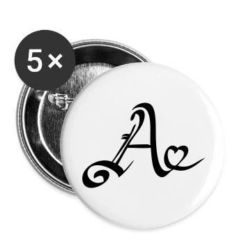 A - Cœur - Lot de 5 petits badges (25 mm) - blanc - Devant
