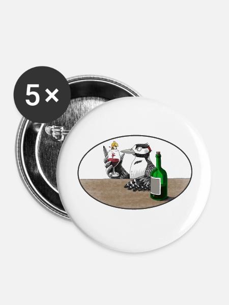 Schluckspecht - Buttons klein 25 mm (5er Pack) - Weiß