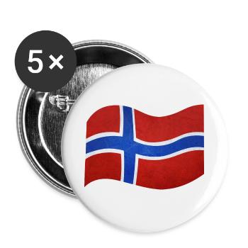 Flag of Norway - Buttons small 1''/25 mm (5-pack) - white - Front