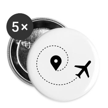 Flugzeug und map pointer - Buttons klein 25 mm (5er Pack) - Weiß - Vorne