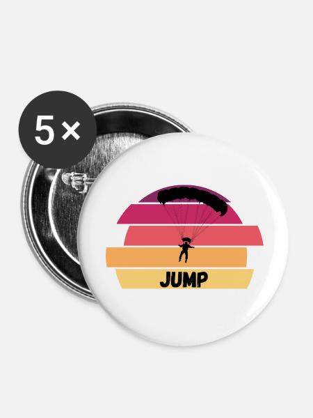 Fallschirmsprung JUMP - Buttons klein 25 mm (5er Pack) - Weiß