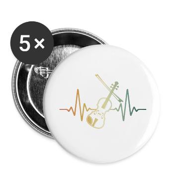 Violon Heartbeat Retro Violoniste - Lot de 5 petits badges (25 mm) - blanc - Devant