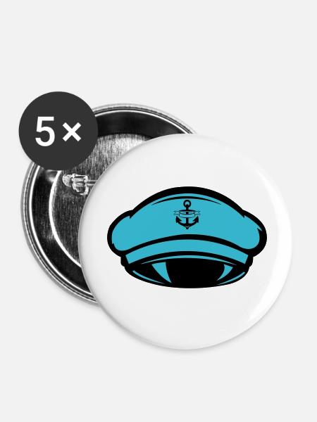 Mütze Kapitän - Buttons klein 25 mm (5er Pack) - Weiß
