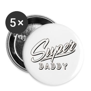 super papa maman maman papa maman maman bébé - Lot de 5 petits badges (25 mm) - blanc - Devant
