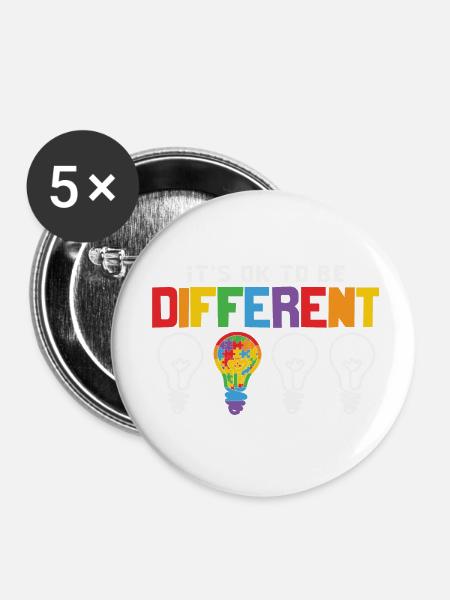 Autism Awareness Month - Buttons klein 25 mm (5er Pack) - Weiß