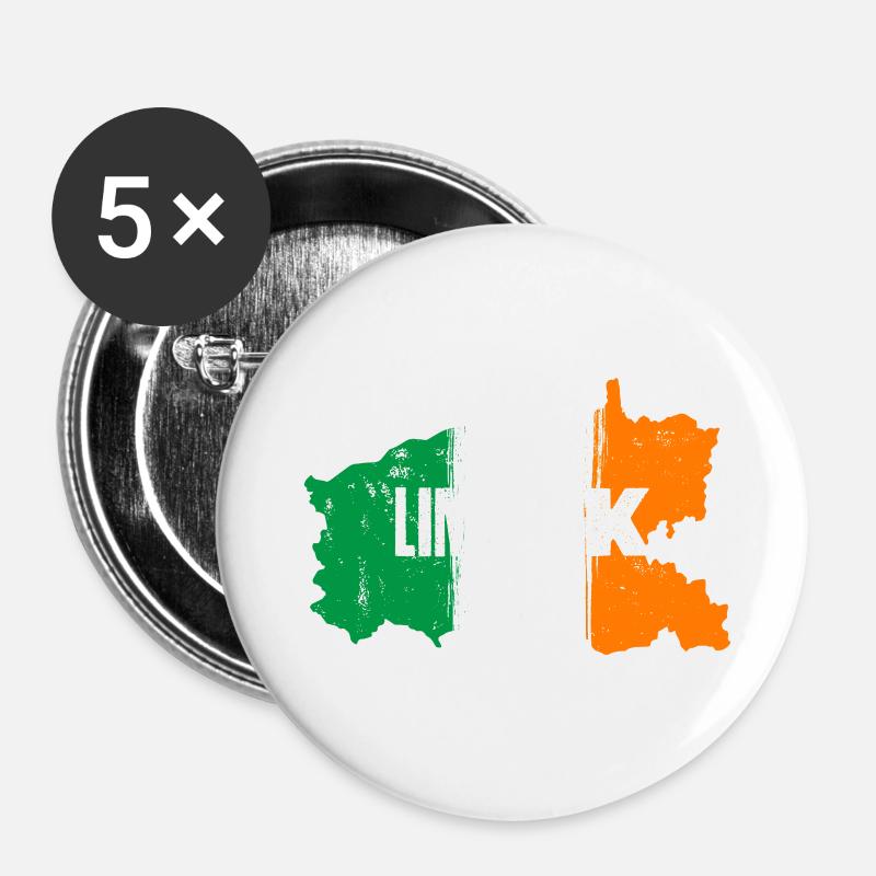 Limerick Ireland Flag | County Outline Map - Buttons small 1''/25 mm (5-pack) - white