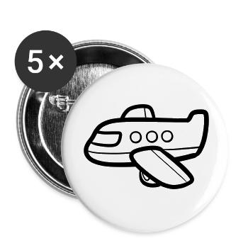 Flugzeug / Jumbo Jet - Buttons klein 25 mm (5er Pack) - Weiß - Vorne